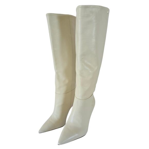 Larroude Kate White Leather Knee High Stiletto Boots Size 7.5 NWOT - Picture 3 of 8